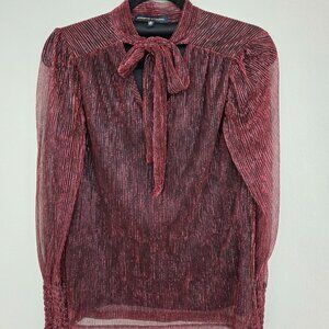 Red Adrienne Vittadini Tinseled Blouse